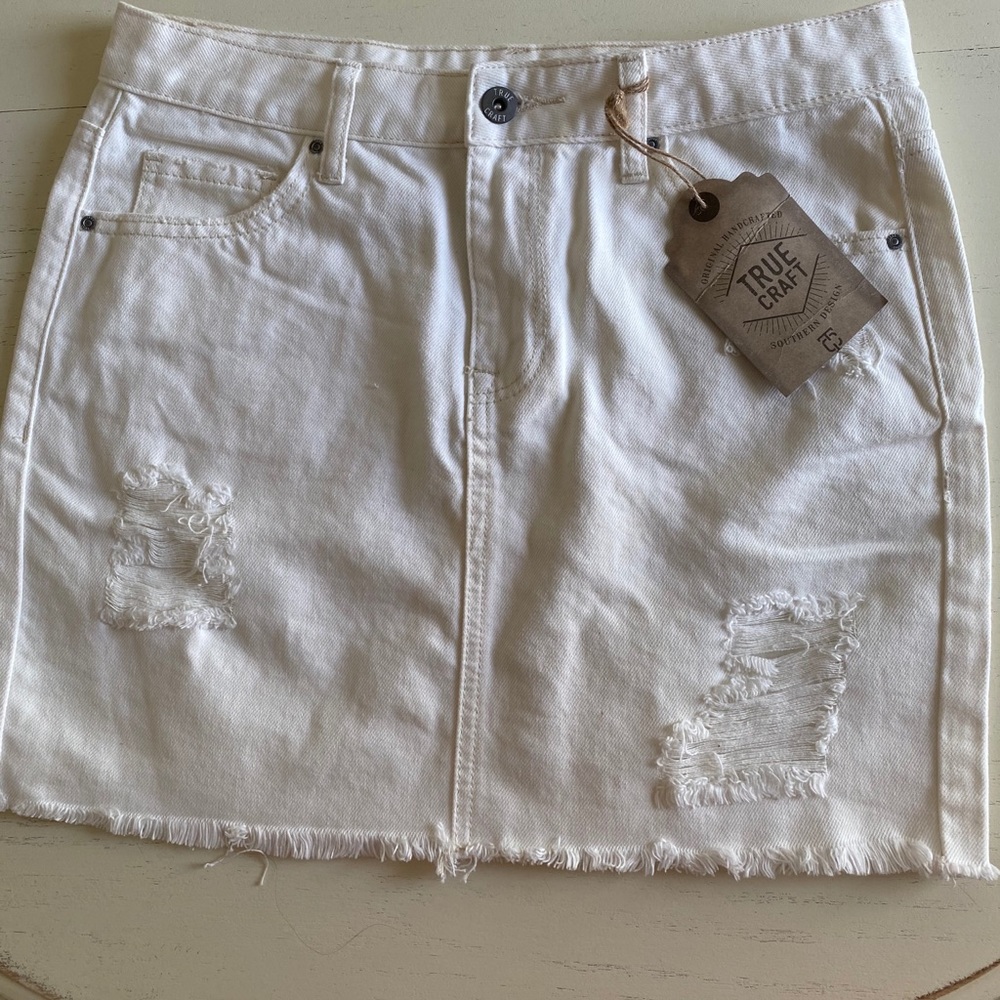 NWT white high rise denim skirt